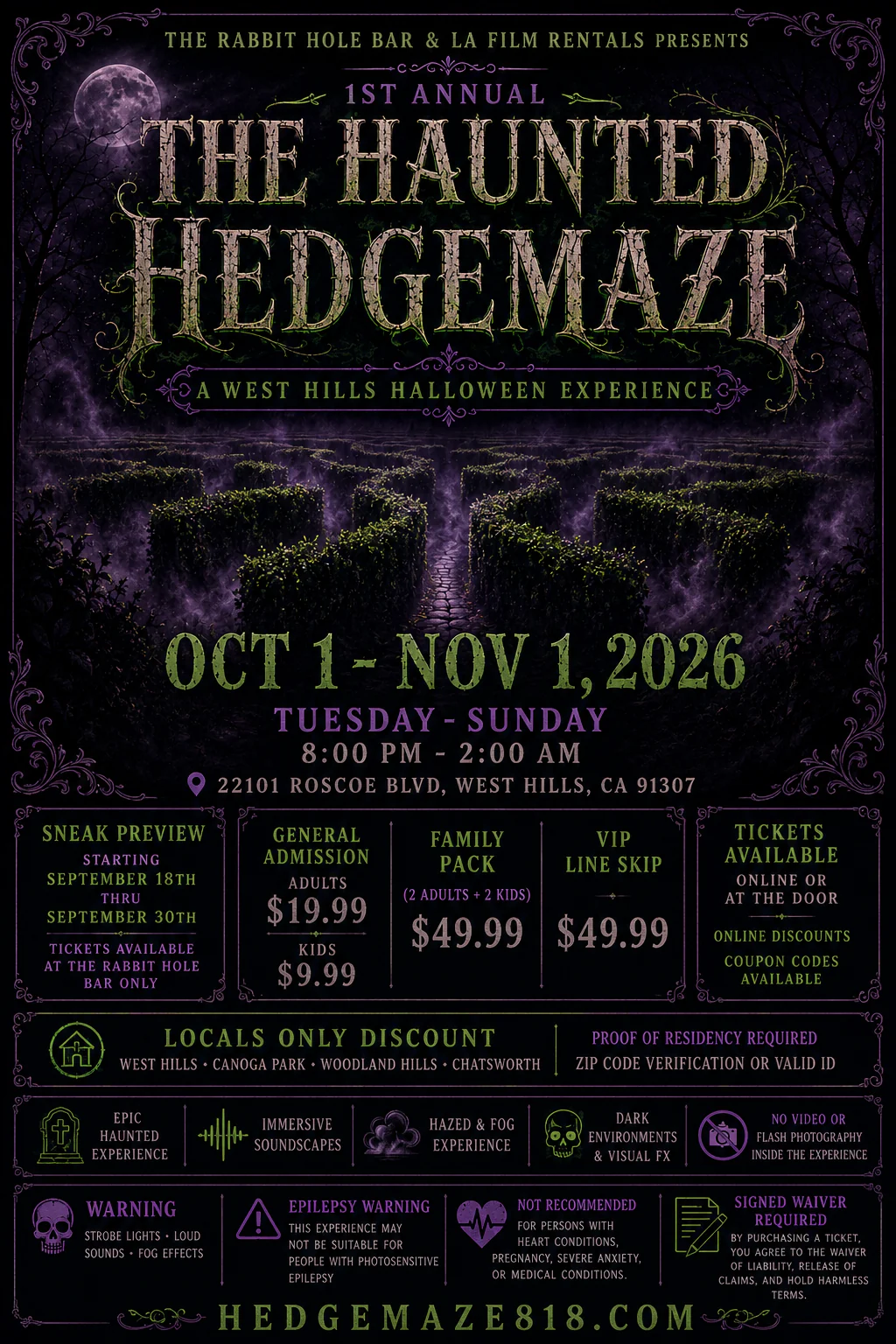 The Haunted Hedgemaze 2026 event flyer